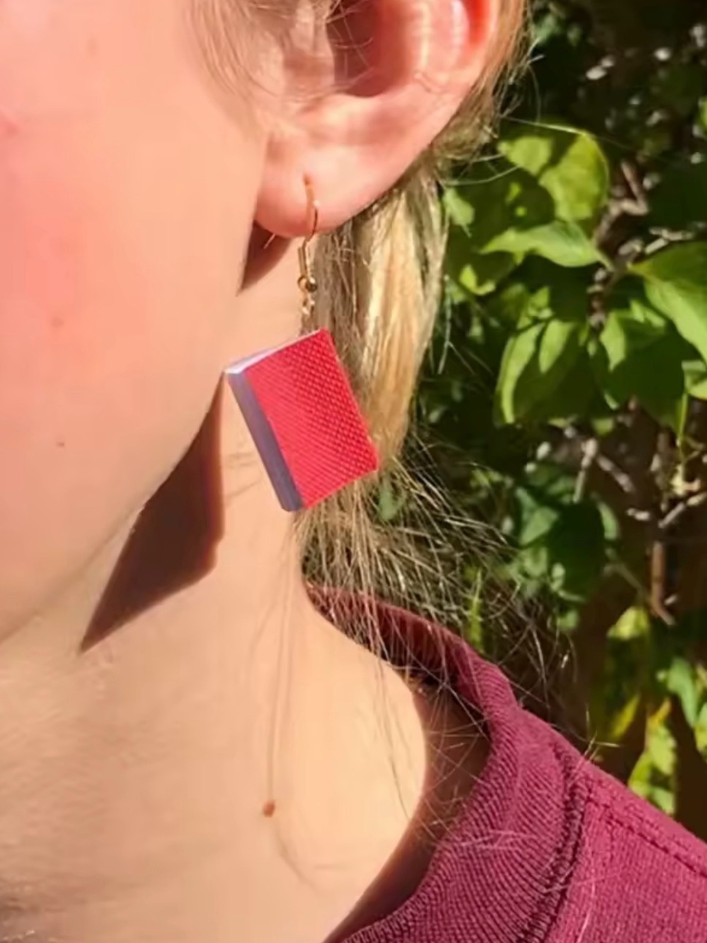 Mini Book Drop Earrings in Forest Green - Picture 6 of 6